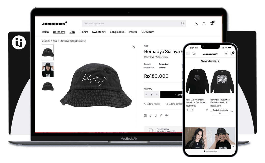 Merchandise Store Website — website karya Buat Website Sini untuk Juni Goods